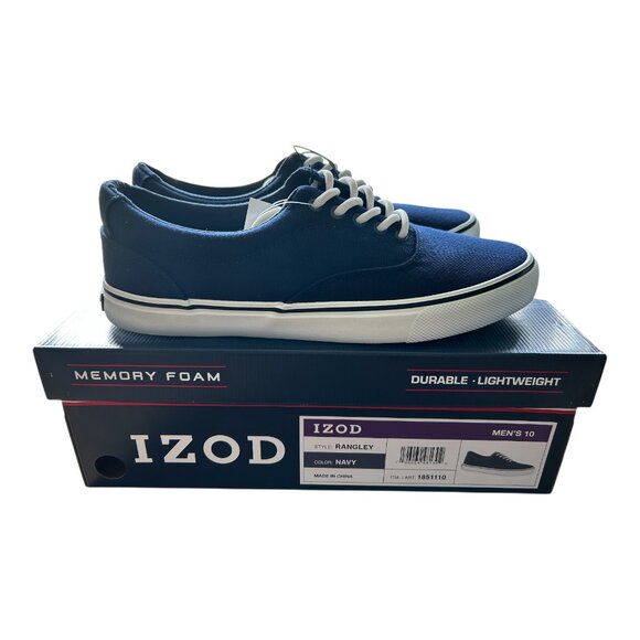 Izod Rangley Men's Lace Up Casual Canvas shoe Memory Foam Navy size 10 - Picture 1 of 9